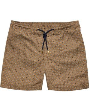 Orlebar Brown Bulldog Tessoro Geometric-Print Swim Shorts - Natural