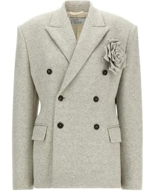 GIUSEPPE DI MORABITO Doppelreihiger Blazer mit Rosenverzierung - Grau