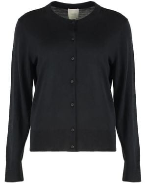 Calvin Klein Buttoned Virgin-Wool Cardigan - Black