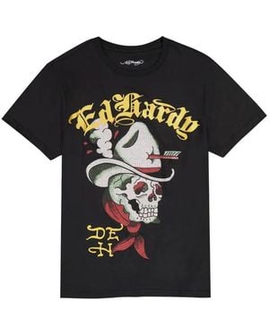 Ed Hardy Cowboy Skull T-Shirt - Black