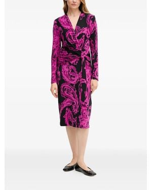 Joseph Ribkoff Tie Paisley-Print Midi Dress - Pink