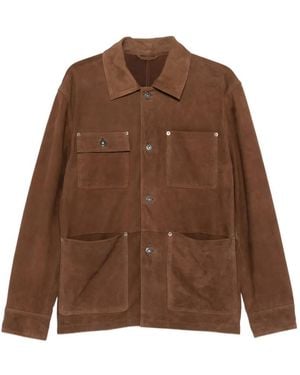 Paolo Pecora Suede Multi-Pocket Coat - Brown