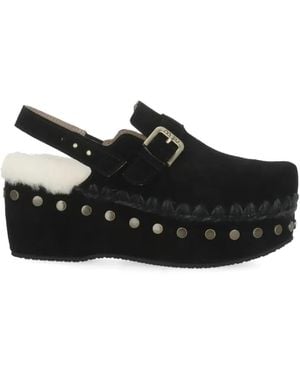 Mou Buckle-Detail Leather Mules - Black