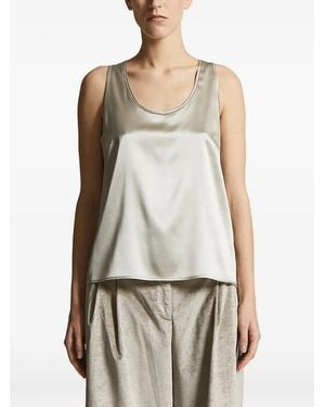 Peserico Verfraaide Satijnen Tanktop - Wit
