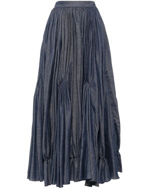 Saiid Kobeisy Gathered Denim Maxi Skirt - Blue