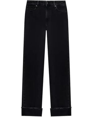SOLOTRE Frayed-Hem Jeans - Black