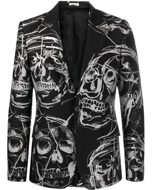 McQueen Sakko mit Totenkopf-Print - Schwarz