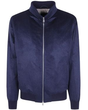 Barba Napoli Cashmere Zip-Up Jacket - Blue