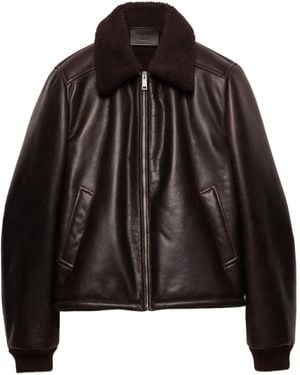 Prada Shearling-Collar Leather Jacket - Black