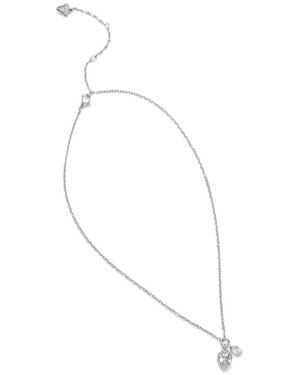 Guess Crystal-Heart Pendant Necklace - White