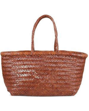 Dragon Diffusion Small Triple Jump Woven-Design Tote Bag - Brown