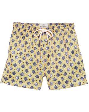 Peninsula Pantelleria Geometric-Print Drawstring Swim Shorts - White