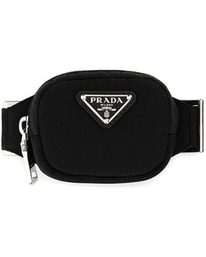 Prada Gürteltasche Mit Logo-Schild - Schwarz