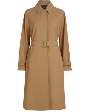 KARL LAGERFELD Pleated Belted Trench Coat - Natural
