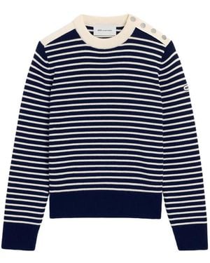 Ami Paris Sailor Striped Wool Crewneck Sweater - Blue