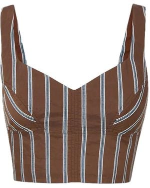 Veronica Beard Vonette Striped Top - Brown