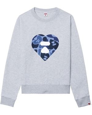 AAPE BY A BATHING AP Camo-Heart Sweatshirt - White