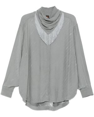 BOSS Fringe-Detail Blouse - Grey
