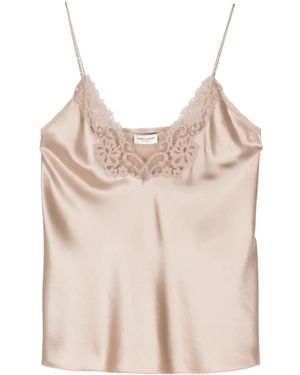 Saint Laurent Lace Trim Top - Natural