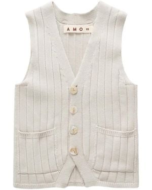 AMO Marlowe Ribbed-Knit Vest - White