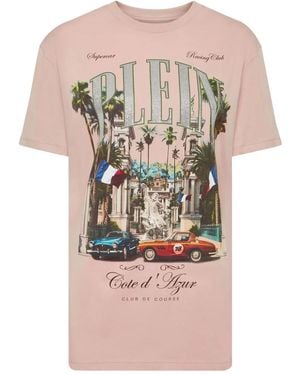 Philipp Plein 'Vintage Racing Strass' Fit T-Shirt - Pink