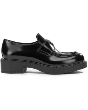 Prada Loafer Mit Logo-Schild - Schwarz