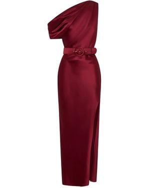 Nicholas Eartha One-Shoulder Belted Maxi Dress - Red
