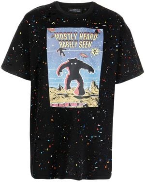 Mostly Heard Rarely Seen Graphic-Print Paint T-Shirt - Black