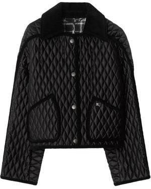 Burberry Cropped Quilted Nylon Floriston Jacket - Black