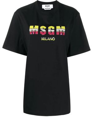MSGM スパンコール ロゴ Tシャツ - ブラック