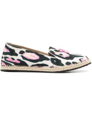 Roberto Cavalli Graphic-Print Cotton Espadrilles - White
