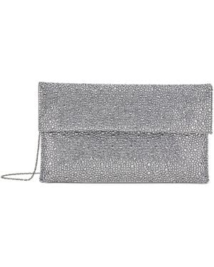Twentyfourhaitch Crystal-Embellished Chain-Strap Clutch Bag - Gray