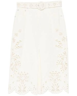 FARM Rio Geometric Richelieu Twill Midi Skirt - Natural