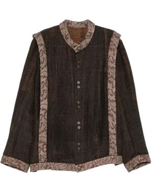Commun's Panelled Jacquard-Trim Jacket - Brown
