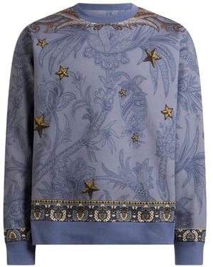 Etro Cotton-Blend Sweatshirt With Placed Pegaso-Print - Blue