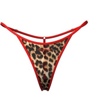 Scandale Sauvage Leopard-Print Thong - Red