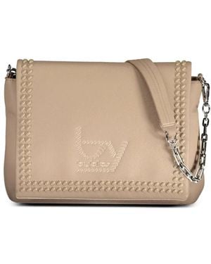 Byblos Embellished Logo-Detail Shoulder Bag - Natural