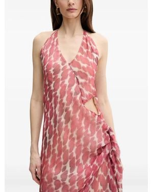 Bardot Halterneck Cut-Out Dress - Red