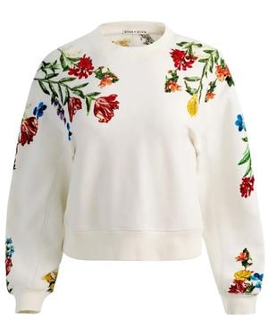 Alice + Olivia Embroidered Cotton Sweatshirt - White