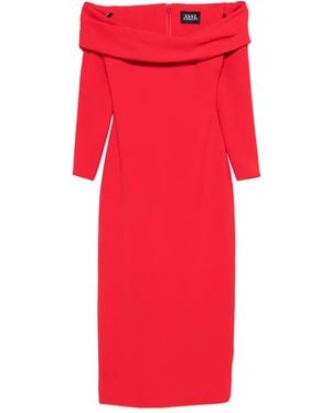 Solace London Yuni Off-Shoulder Midi Dress - Red