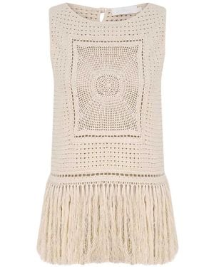 Zimmermann Indra Fringe-Trim Tank Top - Natural