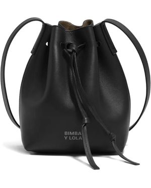 Bimba Y Lola Drawstring-Closure Leather Bucket Bag - Black