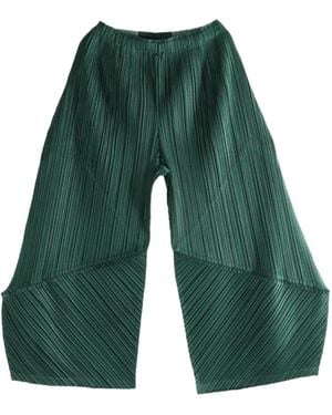 Pleats Please Issey Miyake Pleated Panelled Trousers - Green