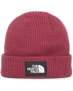 The North Face Salty Logo-Patch Beanie Hat - Red