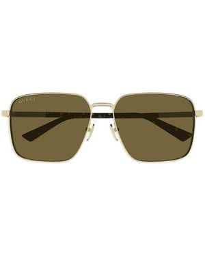 Gucci Square-Frame Web-Stripe Sunglasses - Green