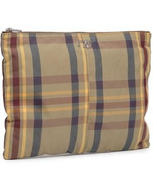 Bimba Y Lola Jacquard-Kosmetiktasche Mit Schottenkaro - Braun