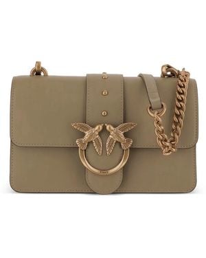 Pinko Mini Love One Leather Shoulder Bag - Brown