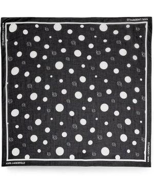 KARL LAGERFELD Polka-Dot Logo-Print Scarf - Black