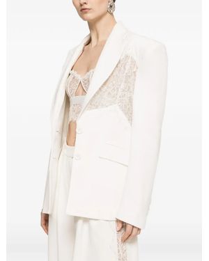 Nissa Lace Insert Viscose Blazer - White