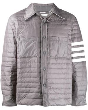 Thom Browne 4-Bar Down Fill Shirt Jacket - Gray
